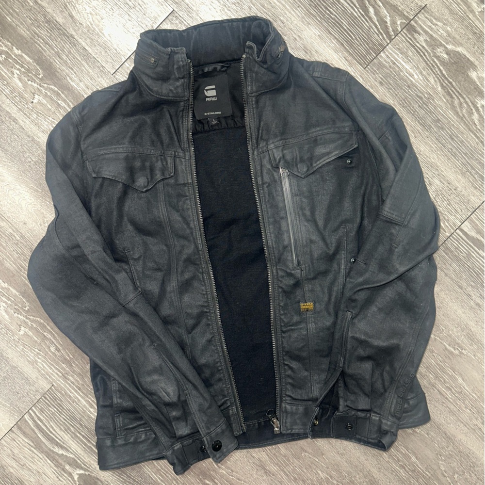 GSTAR BLACK DENIM JEAN JACKET SIZE LARGE